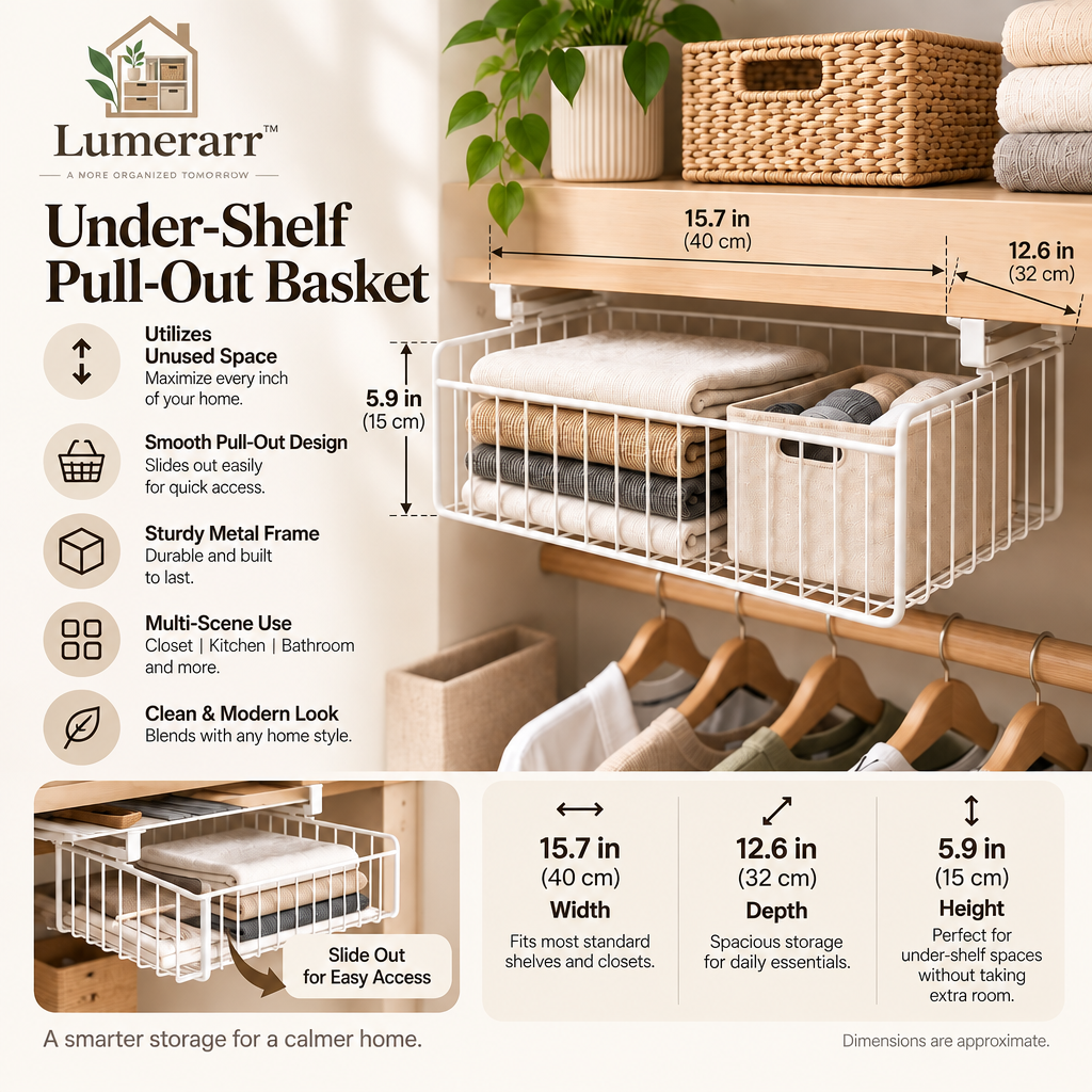 Lumerrarr™ Under-Shelf Pull-Out Storage Basket