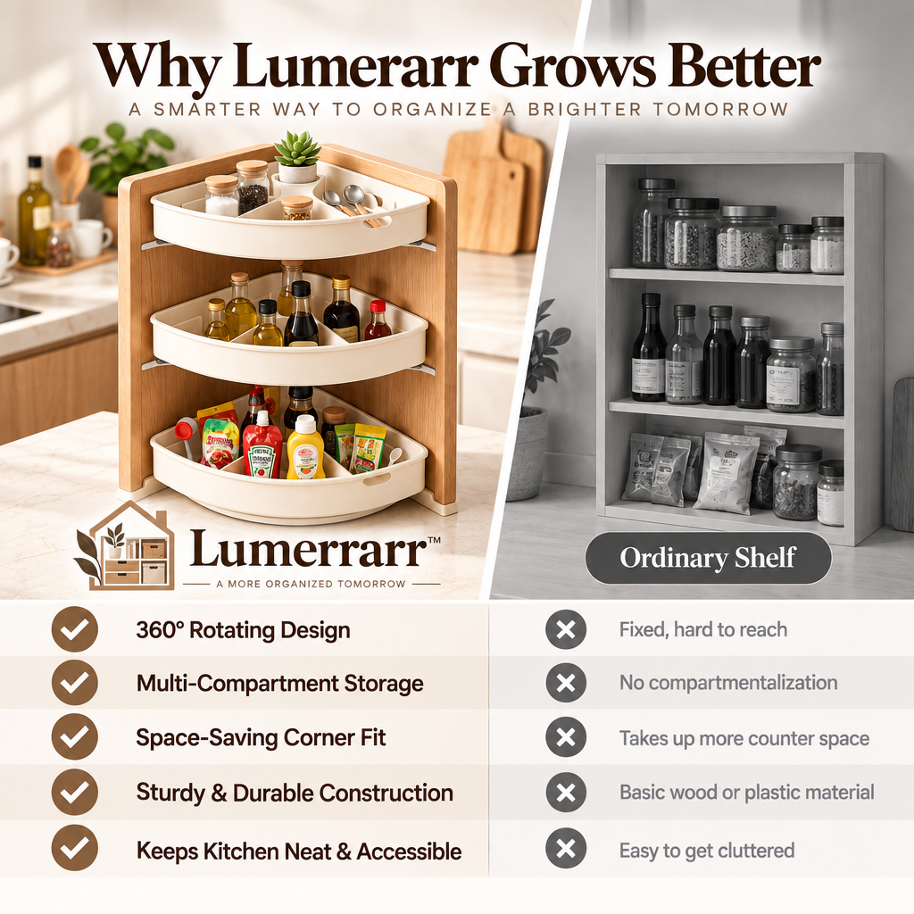 Lumerrarr™ 3-Tier Corner Organizer with Rotating Storage Trays