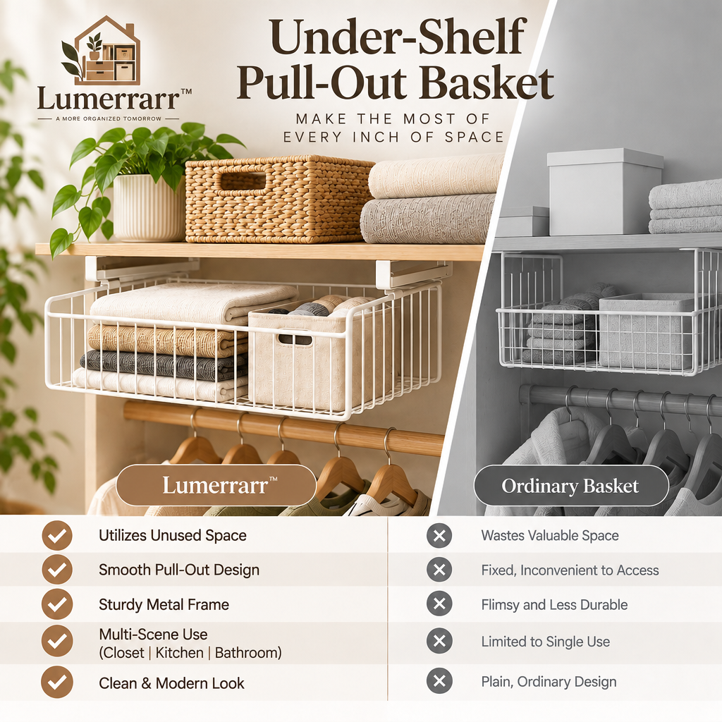 Lumerrarr™ Under-Shelf Pull-Out Storage Basket