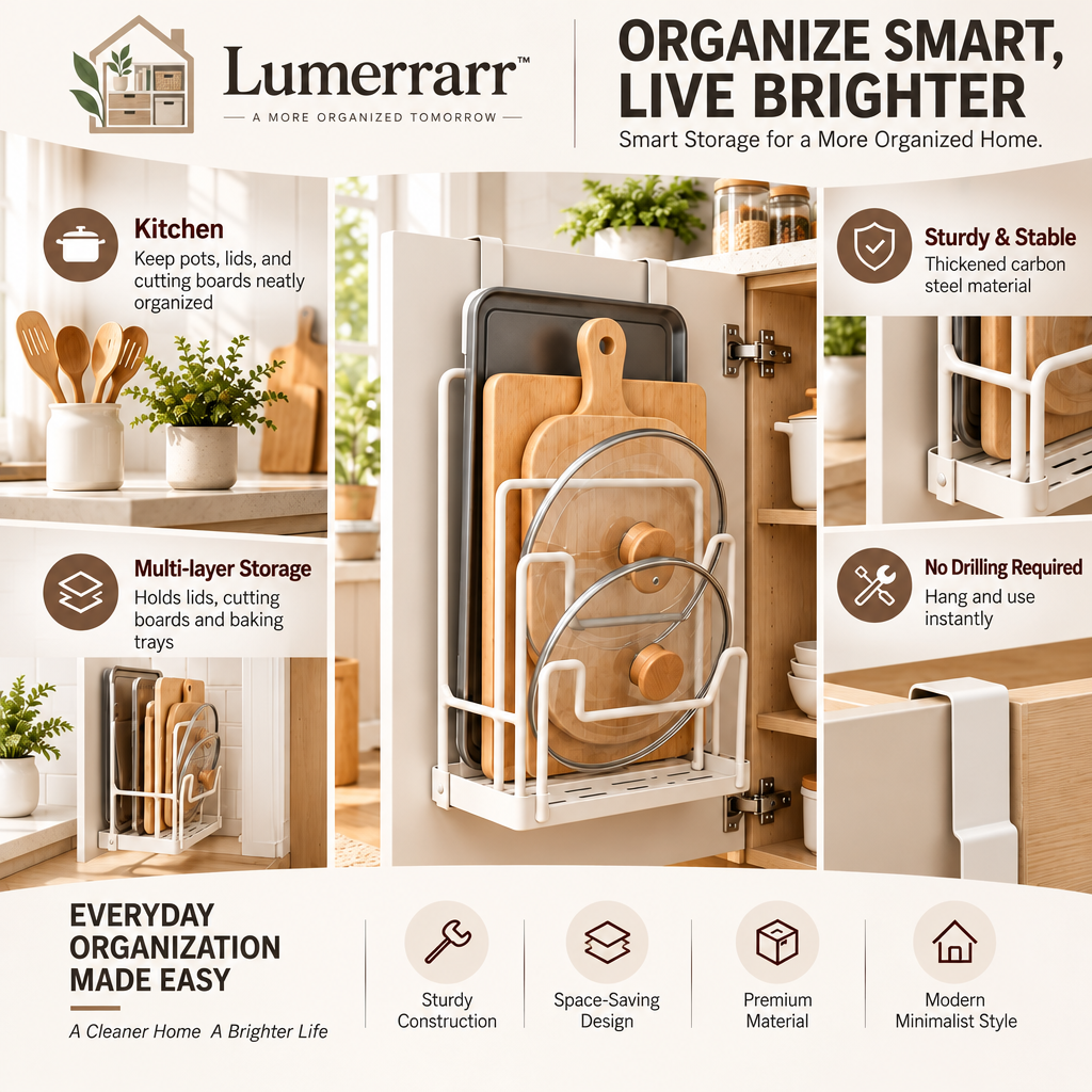 Lumerrarr™ Cabinet Door Pot Lid & Cutting Board Storage Rack