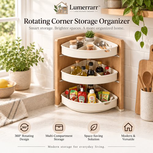 Lumerrarr™ 3-Tier Corner Organizer with Rotating Storage Trays