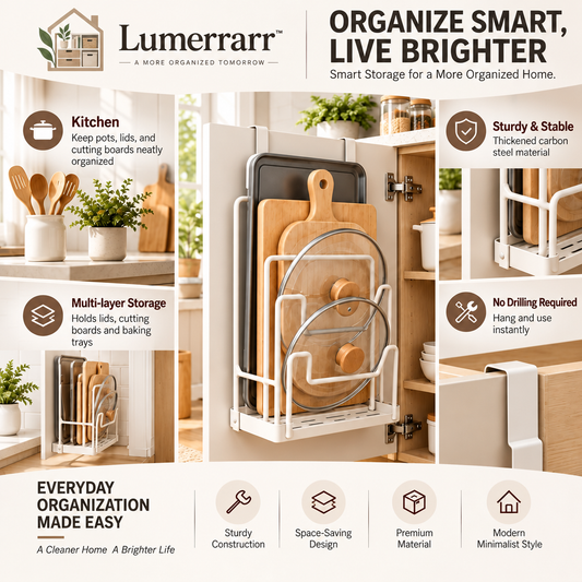 Lumerrarr™ Cabinet Door Pot Lid & Cutting Board Storage Rack