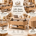 Lumerrarr™ Lift-Top Storage Coffee Table | Hidden Compartment Coffee Table with Modern Oak Finish