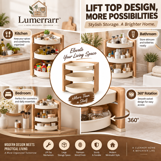 Lumerrarr™ 3-Tier Corner Organizer with Rotating Storage Trays