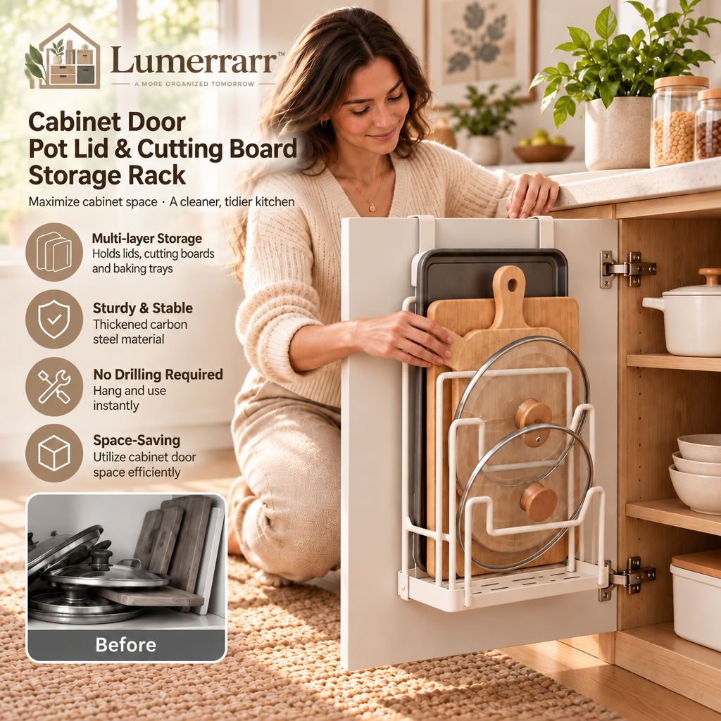 Lumerrarr™ Cabinet Door Pot Lid & Cutting Board Storage Rack