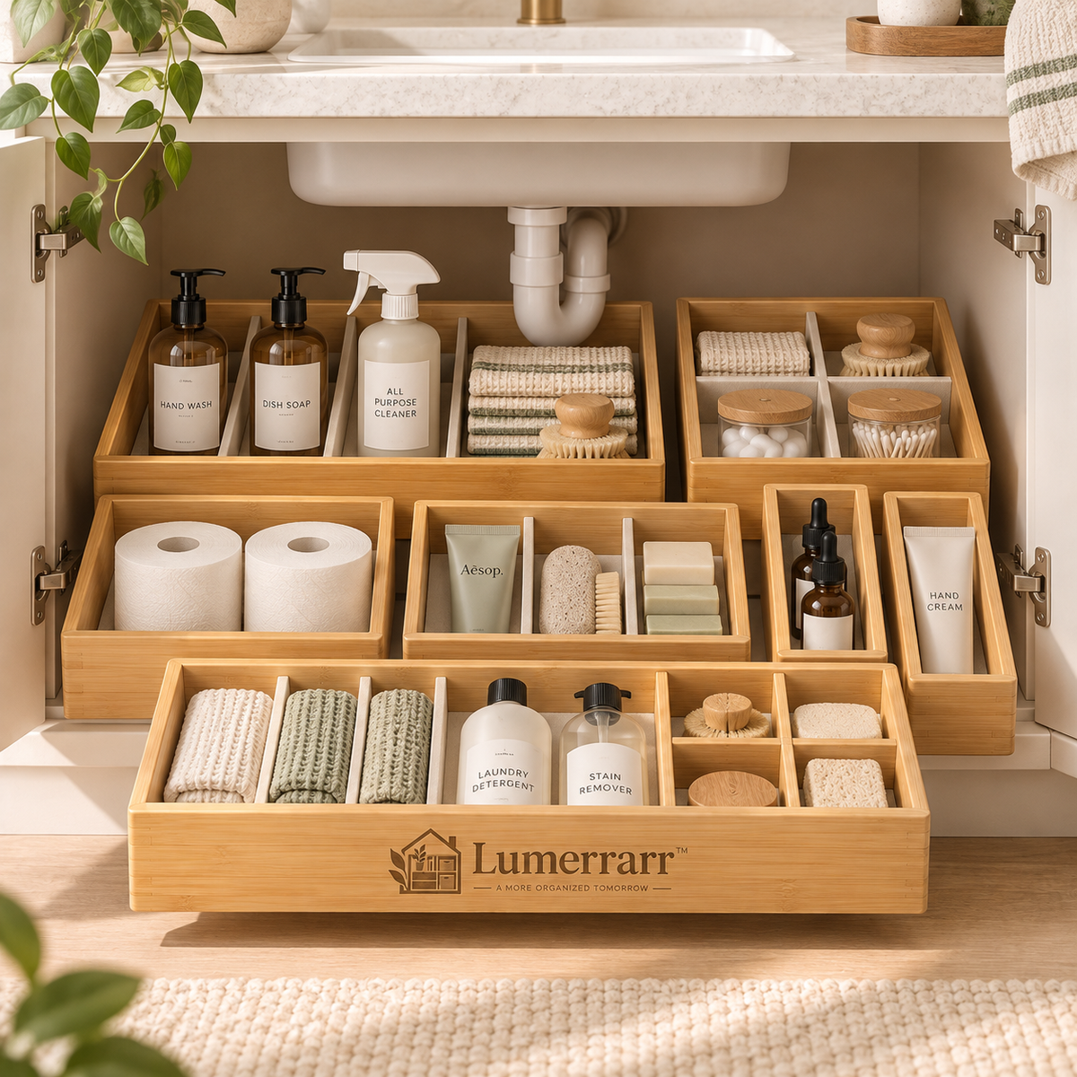 Lumerrarr™ Adjustable Pull-Out Drawer Organizer System