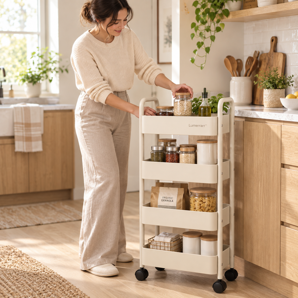 Lumerrarr™ Slim Rolling Storage Cart | Multi-Purpose Narrow Organizer with Smooth Wheels for Small Spaces