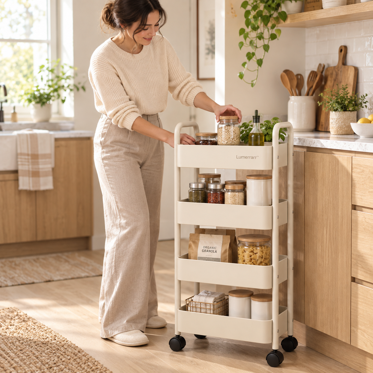 Lumerrarr™ Slim Rolling Storage Cart | Multi-Purpose Narrow Organizer with Smooth Wheels for Small Spaces
