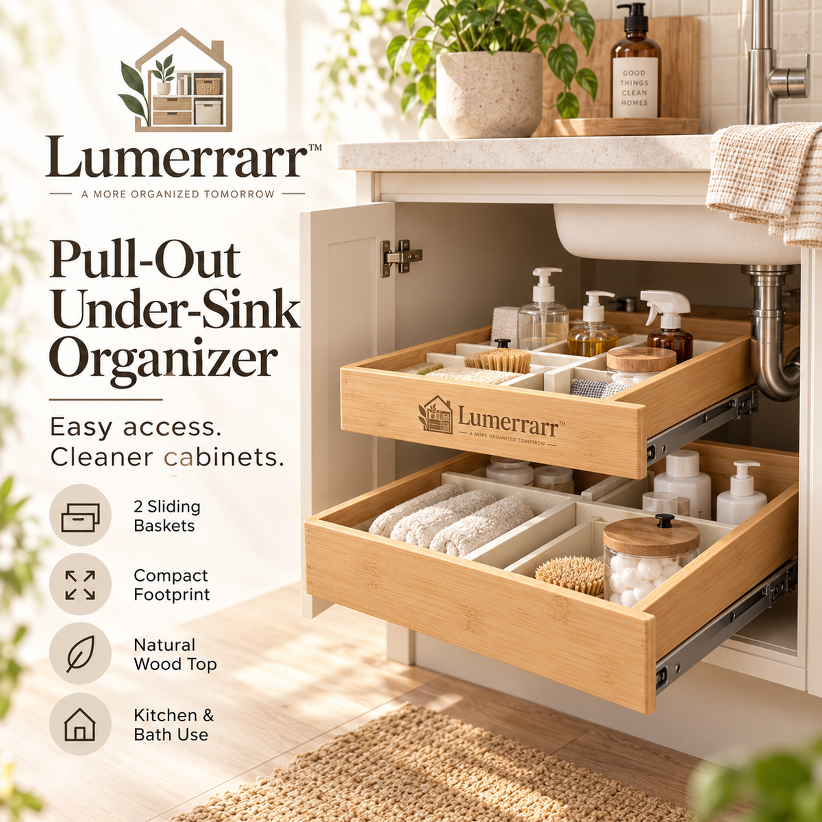 Lumerrarr™ Adjustable Pull-Out Drawer Organizer System